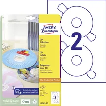 Avery Zweckform CD/DVD-Etiketten L6043-25 Weiß Ø 117mm 25 Blatt 50 St.