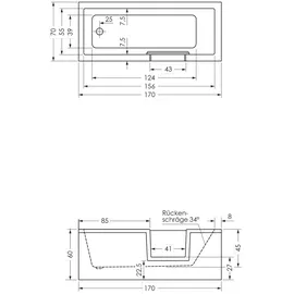 Repabad Livorno Mono Easy Duschbadewanne 170 x 70 cm (0038225-00-0001)