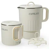 Faltbarer Wasserkocher 1L Gelb Reise Camping Wasserkessel - 600W 304 Edelstahl Elektrischer Wasserkocher BPA-freier - Doppelwand Design mit Automatische Konstanttemperatur und Dauerkochfunktion