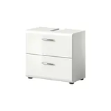 xonox.home Waschbeckenunterschrank 2 Schubladen 60 x 54 x 30 cm Weiß Hochglanz