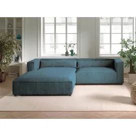 best mobilier Lisa Design Ela Ecksofa links, aus Cordsamt, zeitgenössischer Stil - Entenblau