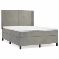 VidaXL Boxspringbett mit Matratze Hellgrau 140x200 cm Samt1378621