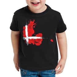 style3 Print-Shirt Kinder T-Shirt Flagge Dänemark Fußball Sport Denmark WM EM Fahne schwarz 140