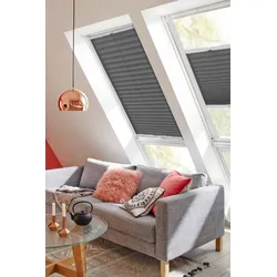Dachfensterplissee SUNLINES "Classic Style Crepe", grau (anthrazit, weiß), B:78cm H:122cm, Obermaterial: 100% Polyester, Plissees, mit Führungsschienen