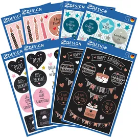 Avery Zweckform Sticker-Set Geburtstag mehrfarbig selbstklebend