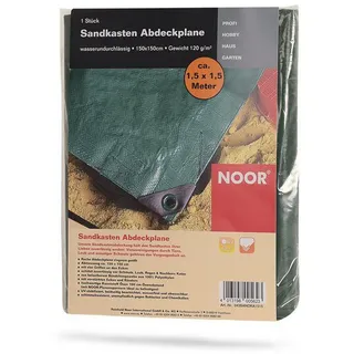 NOOR Sandkasten-Abdeckplane Abdeckung 1,5x1,5 m - Sandkastenplane mit verstärkten Ecken & Ösen, wetterfeste Sandkastenabdeckung gegen Laub, Regen, Wind & Tierkot grün