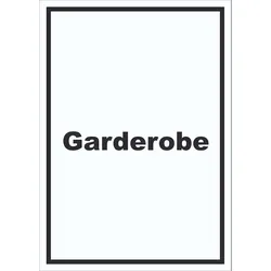 Garderobe Schild mit Text Kleidung aufbewahren hochkant A4 (210x297mm)