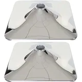 Mendler 2er-Set Fußteller Fußplatte Fuß für Barhocker Barstuhl Drehstuhl Esszimmerstuhl, rechteckig chrom Ø 37,5cm