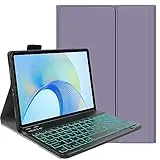FKQLH Tastatur Hülle für Samsung Galaxy Tab Active 5/Tab Active3 8'' SM-X300/X306B/T570/T575 mit 7-Farbe Tastatur Magnetische Kabelloser Bluetooth Abnehmbare [Deutsche QWERTZ] Schutzhülle, Lila