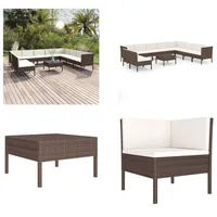 vidaXL 11 tlg. Garten Lounge Set mit Auflagen Poly Rattan Braun - Garten-Sofagarnitur - Garten-Sofagarnituren - Gartensofa-Set - Gartensofa-Sets - Braun