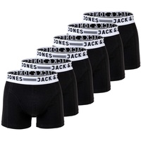 JACK&JONES Herren Boxer Shorts, 6er Pack - SENSE TRUNKS, Baumwoll-Stretch Schwarz/Weiß S