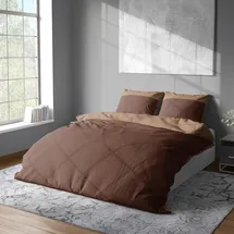 Lorena Uni Mako-Satin Braun 155 x 220 cm + 80 x 80 cm