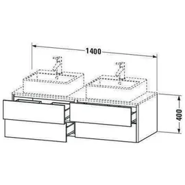 Duravit XSquare Waschtischunterbau wandhängend XS4916, 4 Schubkästen, 1400 x 548mm × 40 × 54,8 cm,