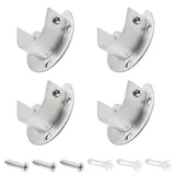 Ruidee 4 Stück Rundrohr Halterung 32mm Stangenhalterung U-förmiges Set Edelstahl Flansch Halterung für Kleiderstangen,Wäscheständer (FL/Silver/32MM)