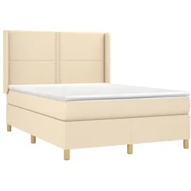 vidaXL Boxspringbett mit Matratze & LED Creme 140x200 cm Stoff
