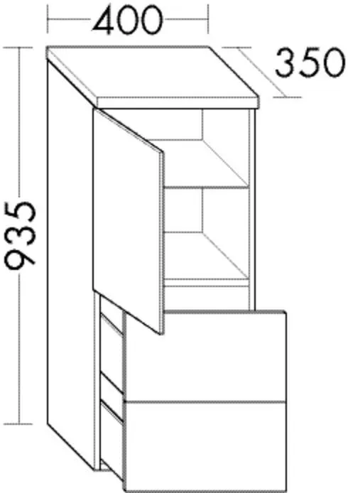 Burgbad Halbh.Schrank Sinea HGL 935x400x350 Trend- oder RAL-Farbe HGL, UHFI040RF5270 UHFI040RF5270