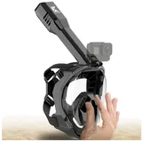 Khroom Taucherbrille Schnorchelmaske für Erwachsene, CO2 sicher, Seaview Pro Plus, (Vollmaske, Vollgesichtsmaske), Integrierter Druckausgleich schwarz S/M (bis 1.69 Meter)
