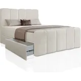 Juskys Boxspringbett Manitoba mit Bettkasten 180x200 cm - Bouclé-Stoff, & Beige