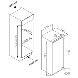 Amica EKSS 361 216 Einbaukühlschrank (140 l, 1020 mm hoch)
