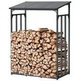 holz4home® Kaminholzregal Metall für Außen I Anthrazit Pulverbeschichtet I inkl. Ofenhandschuh L (1.6RM 2.5SRM)