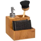 5five simply smart – Seifenspender mit Bürste und Schwamm Aus Bambus – 5five