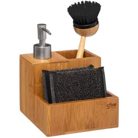5five simply smart – Seifenspender mit Bürste und Schwamm Aus Bambus – 5five