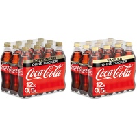 Coca-Cola Zero Sugar koffeinfrei (12 x 500ml) und Coca-Cola Zero Sugar Vanilla (12 x 500ml)