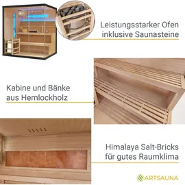 Artsauna Saunakabine Vantaa 175 mit Salzstein - Indoor Sauna für 4 Personen