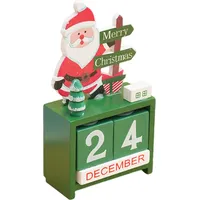 Weihnachtskalender aus Holz für den Schreibtisch, Weihnachtsmann, Schneemann, Rentier, Baum, ewiger Kalender, Holz-Displayblock, Ornament für die...