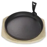 Echtwerk Servierpfanne aus Gusseisen, mit Servierbrett, Abnehmbarer Griff, Bereits eingebrannt, Für Backöfen, Grill, BBQ und Induktion geeignet, Ideal zum Garen und Servieren, Ø 25 cm