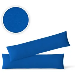 EXKLUSIV HEIMTEXTIL Kissenhülle Kissenbezug Doppelpack mit Reißverschluss  hochwertige Jersey Qualität Royalblau 40 x 145 cm