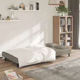 vidaXL Schlafsofa 2-Sitzer mit 2 Kissen Hellgrau Samt - Grau