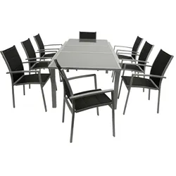 Outdoor Sitzgruppen Parga - Anthrazit/Schwarz  - aus Aluminium/Kunstgewebe/Glas