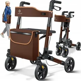 Kesser Leichtgewicht Rollator faltbar mit Sitz Braun