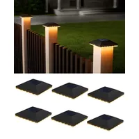 JACKYLED Solar Pfostenkappe 7x7 8x8 9x9 10x10, Solar Pfostenkappen IP65 Wasserdichte für Zaunpfosten für Hölzerne Pfosten Plattform, Garten (6 Stück)