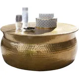 KADIMA DESIGN Couchtisch 75x31x75 cm Aluminium Beistelltisch orientalisch in Gold | Gr.: onesize