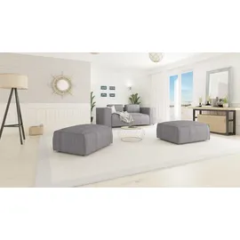 s-style möbel Hocker Hellgrau Textil, Echtholz,Buche, Birke, 1-Sitzer, Füllung: Polyetherschaumkern, 93x46x73 cm Blauer Engel, FSC Mix, Oeko-Tex®, Hergestellt in Europa, Wohnzimmer, Hocker, Sitzhocker