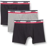 Levi's LEVI ́S Herren Boxer-Shorts im Pack - Sportswear Logo Boxer Brief, Vorteilspack, Cotton Stretch Schwarz/Grau 2XL Pack