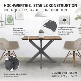 ML-Design Tischgestell Spider 85x71x85 cm Anthrazit, Kreuzgestell Kreuz X-Design