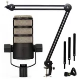 RØDE Microphones Rode Podmic professionelles Podcast-Mikrofon + keepdrum MS138 Mikrofonarm Tisch-Stativ