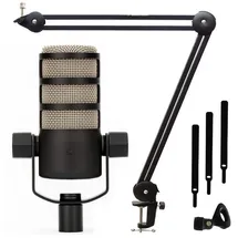 RØDE Microphones Rode Podmic professionelles Podcast-Mikrofon + keepdrum MS138 Mikrofonarm Tisch-Stativ