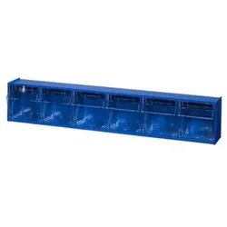 Klappkasten-Magazin, HxBxT 115x600x95mm, 6 Kästen, Polystyrol, blau