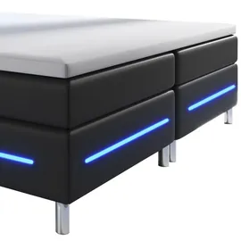 Juskys Boxspringbett Norfolk Schwarz 200 x 200 cm