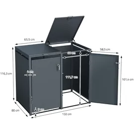ML-Design Mülltonnenbox 2er 132 x 80 x 116,3 cm grau