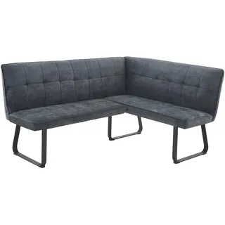 byLIVING Eckbank TALEA/Webstoffbezug in dunkelgrau, Gestell in schwarz/Große Eckbank L-Form, Langer Schenkel Links, komfortable Nosaqfederung/Sitzbank/Essbank/Maße: 168 x 128, H 93,5 cm