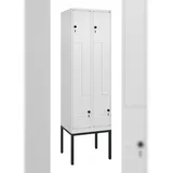 C+P Z-Spind Classic PLUS, Gestell, 4 Abteile, HxBxT 212x60x50cm, Sicherheitsdrehriegel, Verkehrsweiß von PROREGAL