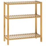 CASARIA Badezimmer Regal Stehend Bambus Holz 3 Ablagen 30kg Belastbarkeit Badregal Schmal Küche Flur Büro Beistellregal Holzregal Klarlack 58x26cm