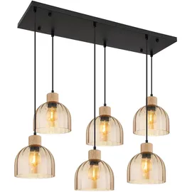 GLOBO LED Pendelleuchte 1-flg. 36 cm rechteckig Schwarz/Gold/Braun