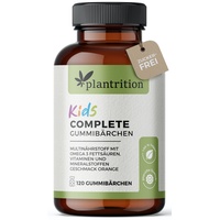 plantrition KIDS Complete 120 Vitamin Gummibärchen Kinder zuckerfrei - Leckere Multivitamin Gummies mit Omega 3 (Vegan), Vitamin C, Vitamin D3, K2, B12, Zink & mehr