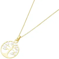 Luigi Merano Kette mit Lebensbaum-Anhänger und Brillanten, Gold 585 Ketten Hellbraun Damen